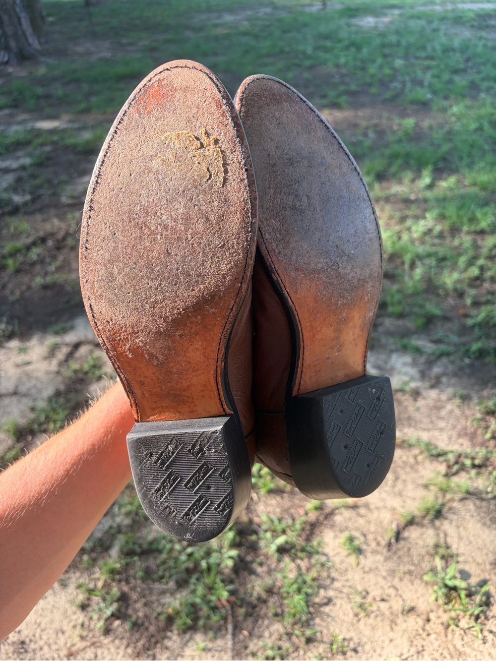 Tony Lama Two-Tone Ostrich Leather Cowboy Boots - Picture 6 of 6